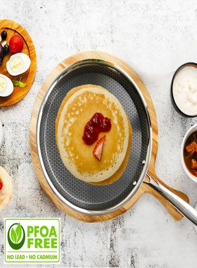 JUGTE Stainless Steel Honeycomb Frying Pan Non-Stick Pan with Stainless Steel Handle Stay Cool Non Toxic Dishwasher and Oven Safe Suitable for All Hob Types (26 CM DOSA) - Image 2