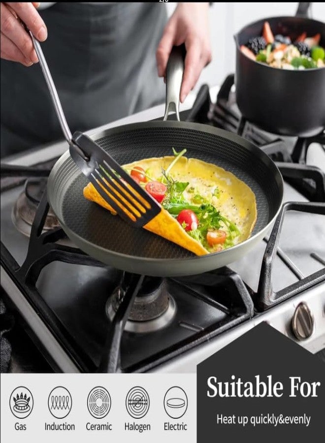 JUGTE Stainless Steel Honeycomb Frying Pan Non-Stick Pan with Stainless Steel Handle Stay Cool Non Toxic Dishwasher and Oven Safe Suitable for All Hob Types (26 CM DOSA) - Image 3