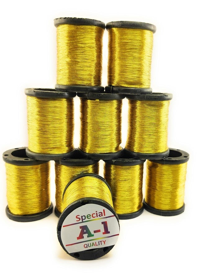 Lecraft -A1 Embroidery Metallic zari Threads Gold Colour for aari Work Hand Embroidering 0.1mm Pack of 10 roll - Image 1