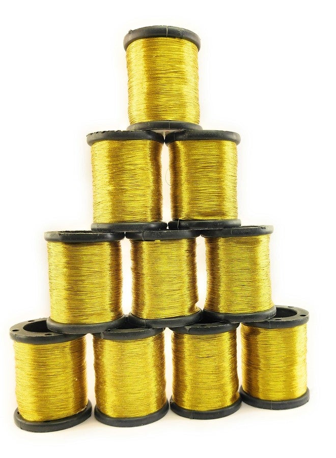 Lecraft -A1 Embroidery Metallic zari Threads Gold Colour for aari Work Hand Embroidering 0.1mm Pack of 10 roll - Image 2
