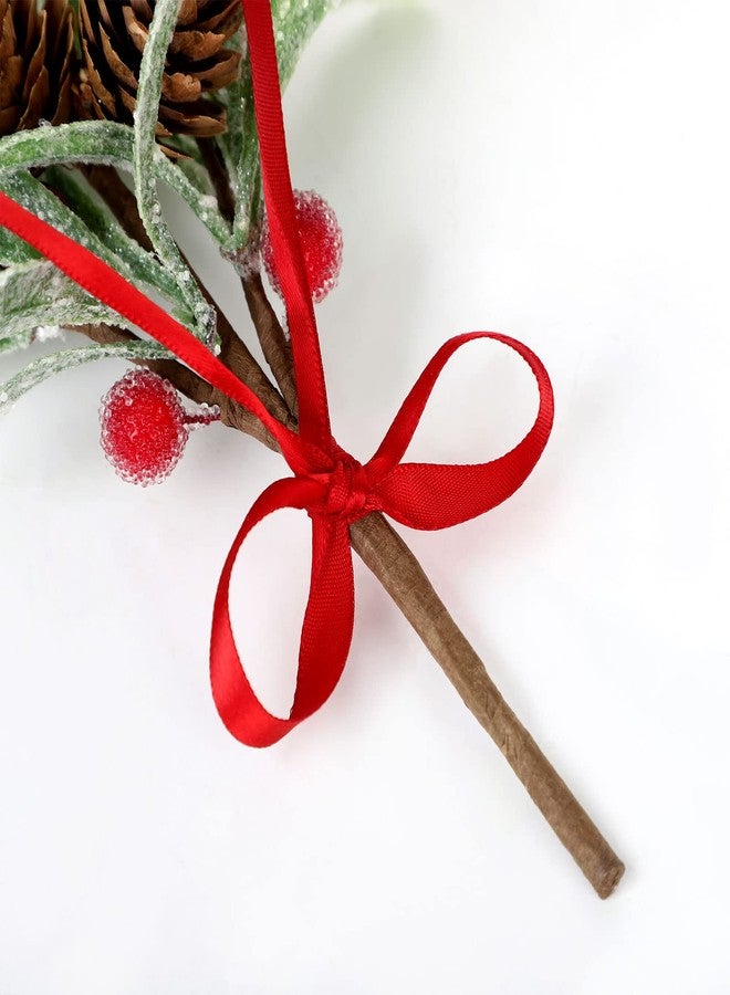 Melostu LIBOOI Artificial Frosted Mistletoe, 20cm Long Fake Sprigs Bunches Stems with Red Berries, Christmas Mistletoe Pick for Wreaths & Garlands, Christmas Tree, Home, Office Decor, 1Pcs - Image 4
