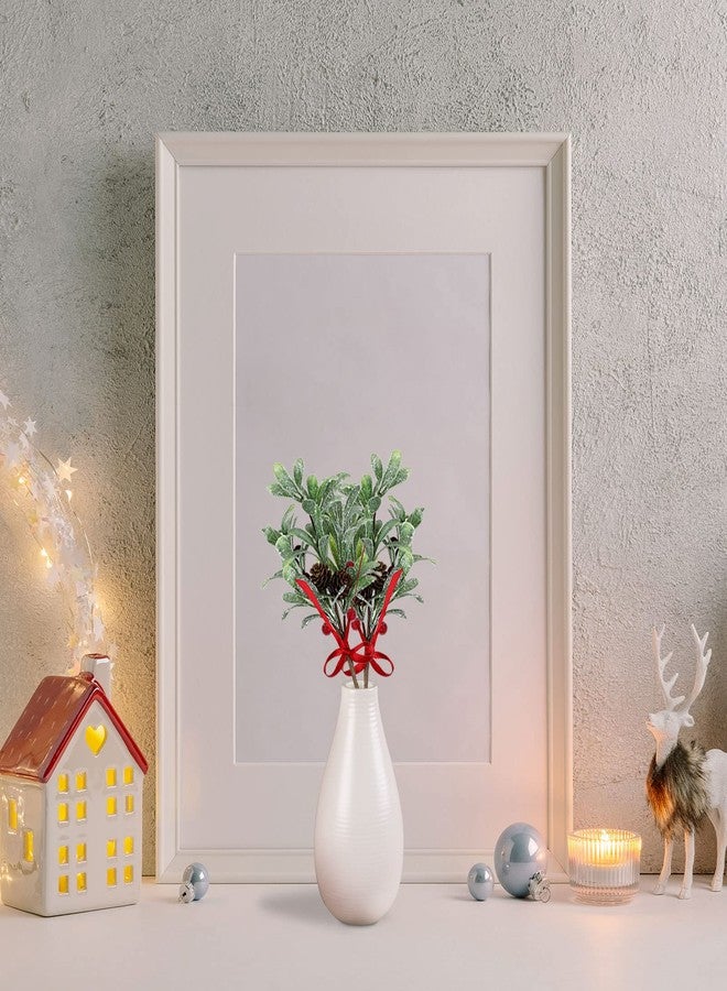 Melostu LIBOOI Artificial Frosted Mistletoe, 20cm Long Fake Sprigs Bunches Stems with Red Berries, Christmas Mistletoe Pick for Wreaths & Garlands, Christmas Tree, Home, Office Decor, 1Pcs - Image 5