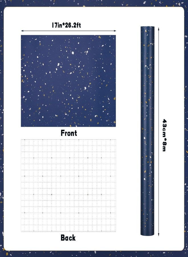 woric Navy Blue Wrapping Paper Roll 17Inch x 26.2 Feet Navy Blue Gift Wrapping Paper with Gold Foil Flake for Mother's Day, Birthday, Wedding, Baby Shower, Holiday Party Decor - Image 2
