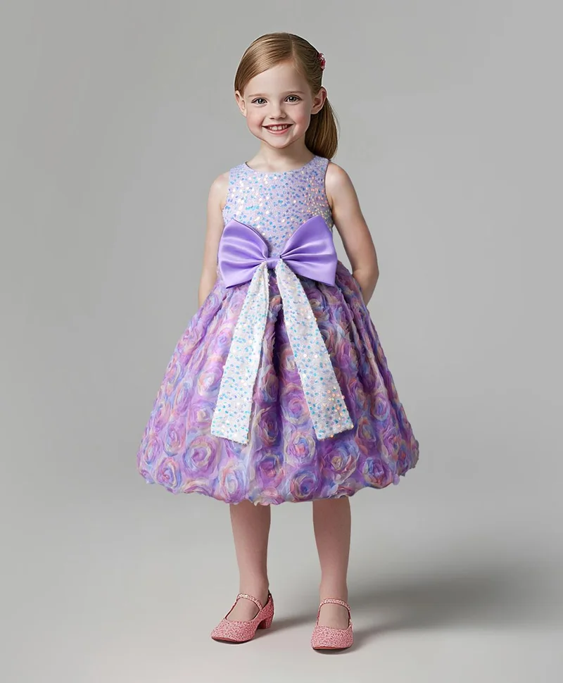 Mark & Mia Mark & Mia Bow and Rose Detailing Sequined Party Dress - Lavender