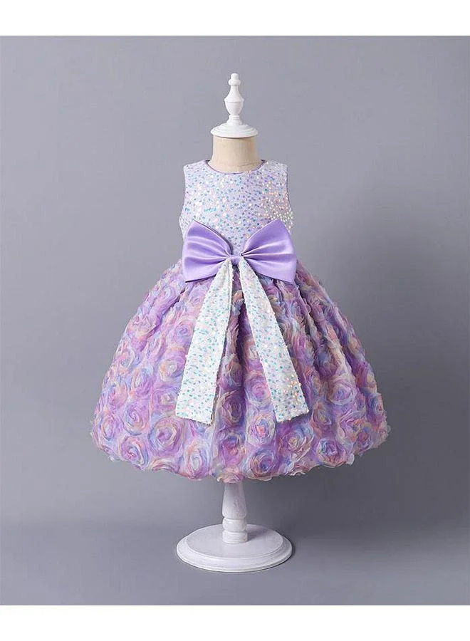 Mark & Mia Mark & Mia Bow and Rose Detailing Sequined Party Dress - Lavender