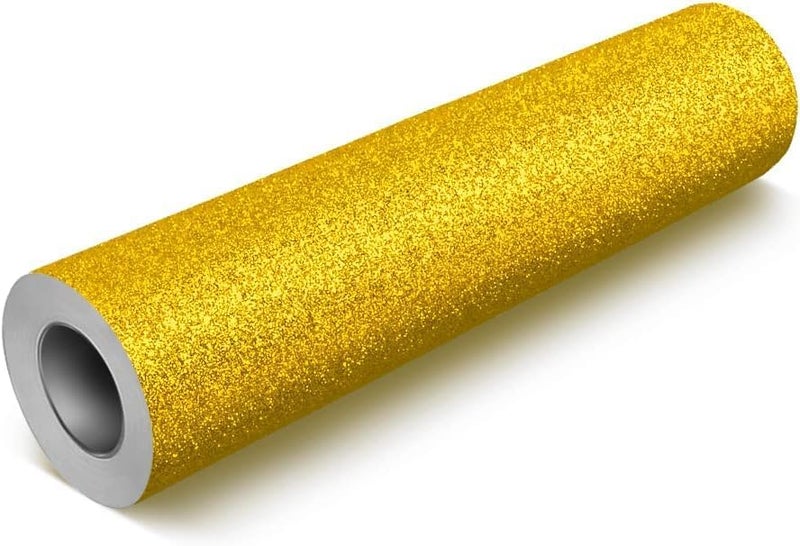 VViViD Glitter Gold DECO65 Permanent Adhesive Craft Vinyl Roll (50ft x 1ft) - Image 1