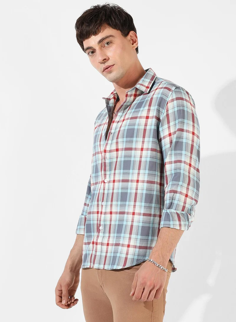 Campus Sutra Men's Multicolour Checkered Regular Fit Casual Shirt