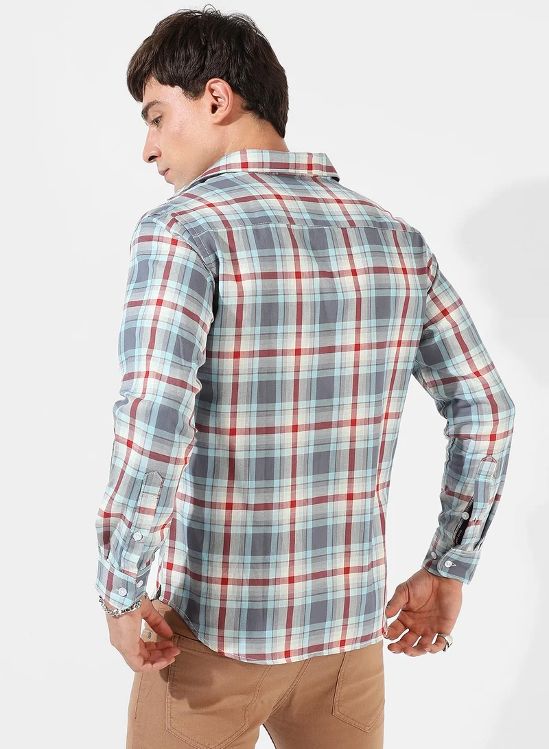 Campus Sutra Men's Multicolour Checkered Regular Fit Casual Shirt