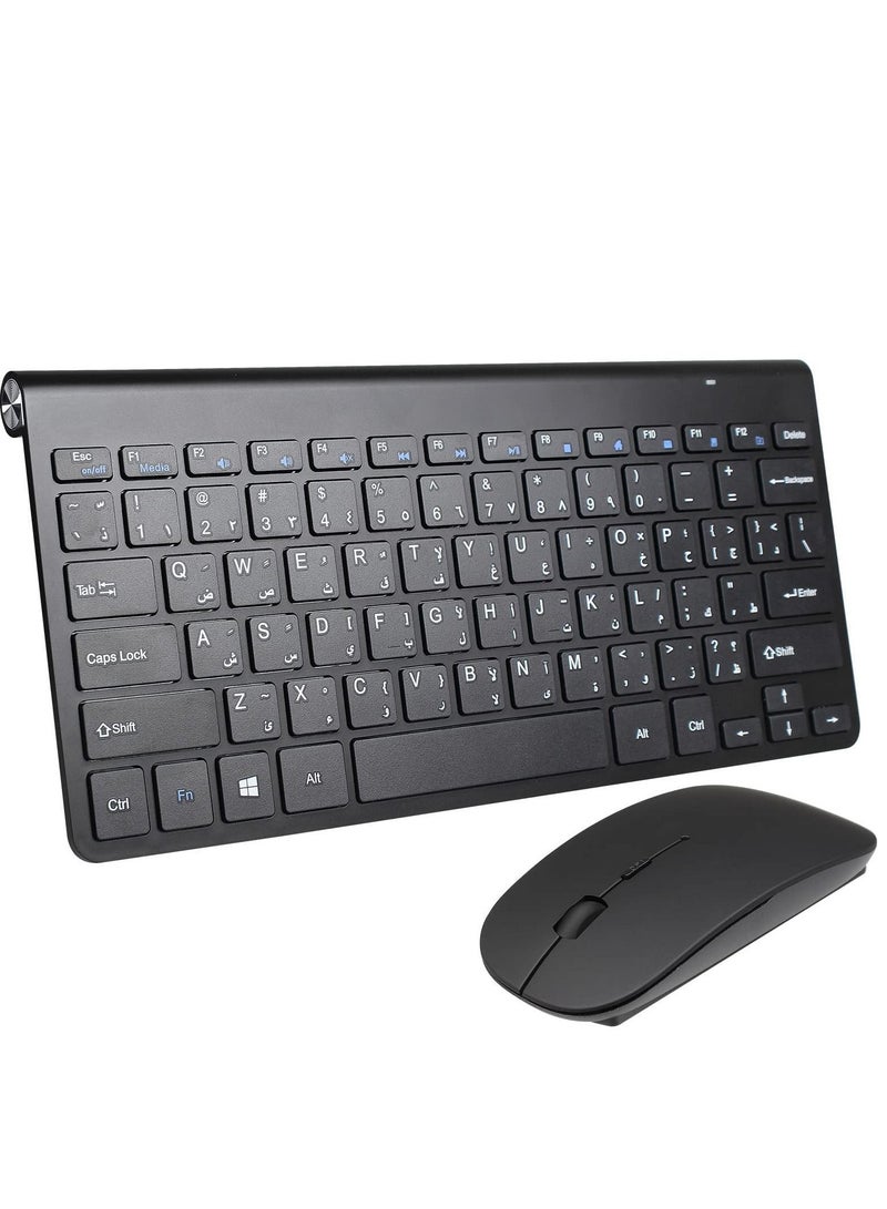 Y&D 2.4Ghz Wireless Keyboard Mouse Combo Ultra Thin Portable with USB Receiver Compatible Computer Laptop Desktop PC Mac And For Windows XP Vist7 8 10 OSAndroid Black - Image 1