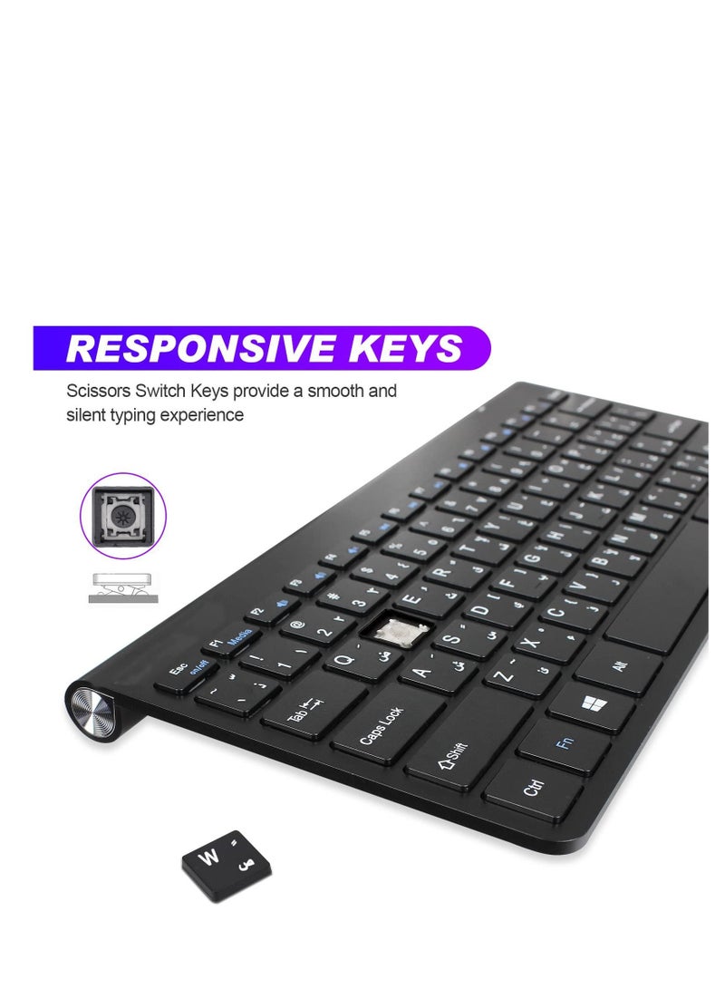 Y&D 2.4Ghz Wireless Keyboard Mouse Combo Ultra Thin Portable with USB Receiver Compatible Computer Laptop Desktop PC Mac And For Windows XP Vist7 8 10 OSAndroid Black - Image 5