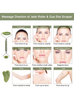 General Jade Roller Set (Pack of 2) Natural Massage Kit for Eye, Neck and Body Care - Anti-Wrinkle and Anti-Aging, Green  - Image 4