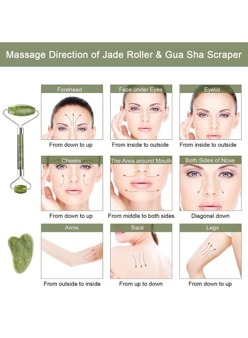 عام مجموعة جايد رولر  (عبوة من 2 ) للتدليك الطبيعي للعناية بالعينين والرقبة والجسم - مضادة للتجاعيد وعلامات تقدم السن، أخضر - Image 4