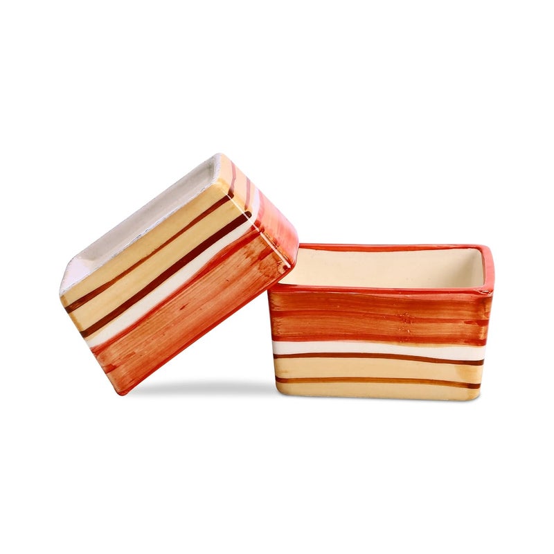 Caffeine Ceramic Handmade Orange Beige Dip and Sauce Set of 6 40 ml - Image 2