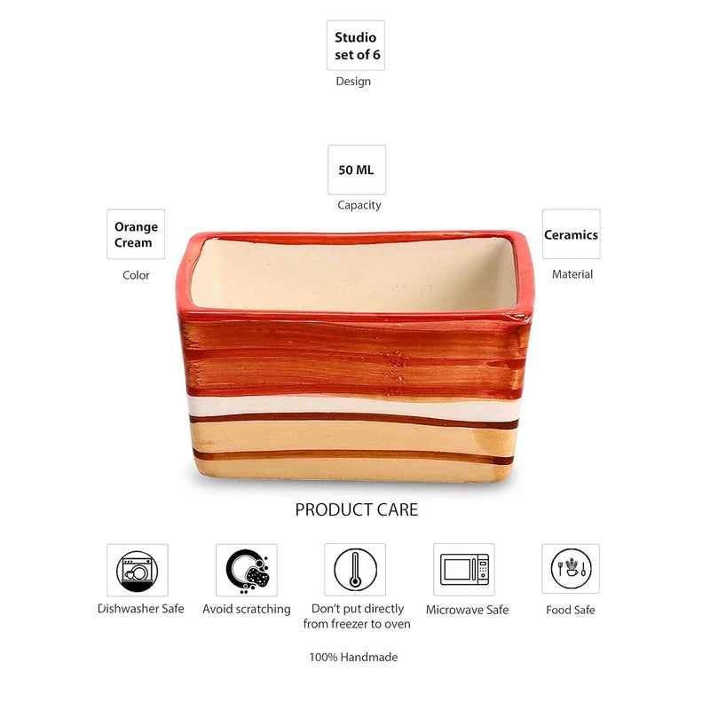 Caffeine Ceramic Handmade Orange Beige Dip and Sauce Set of 6 40 ml - Image 4