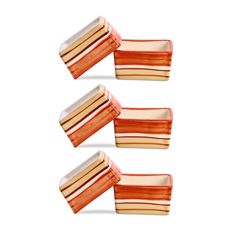 Caffeine Ceramic Handmade Orange Beige Dip and Sauce Set of 6 40 ml - Image 1