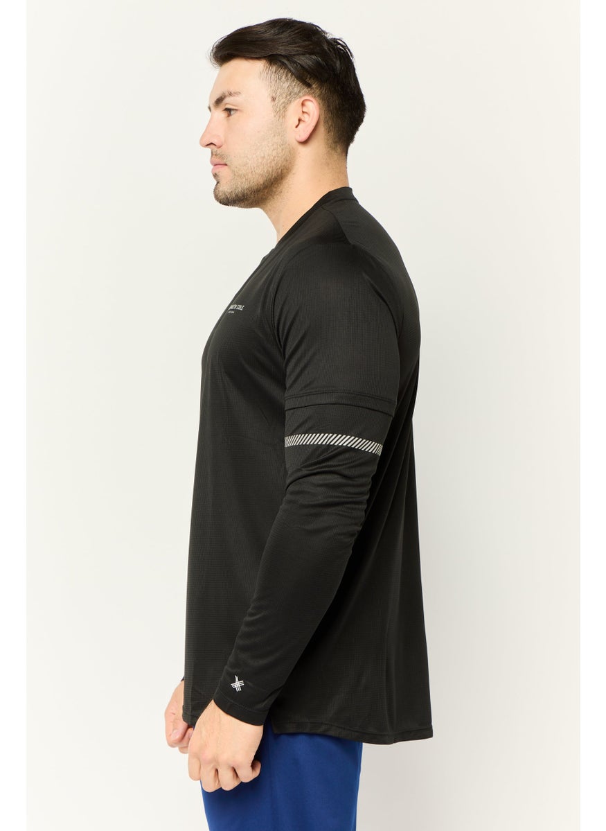 Kenneth Cole Men Crew Neck Long Sleeve Brand Logo T Shirt, Black  - Image 3