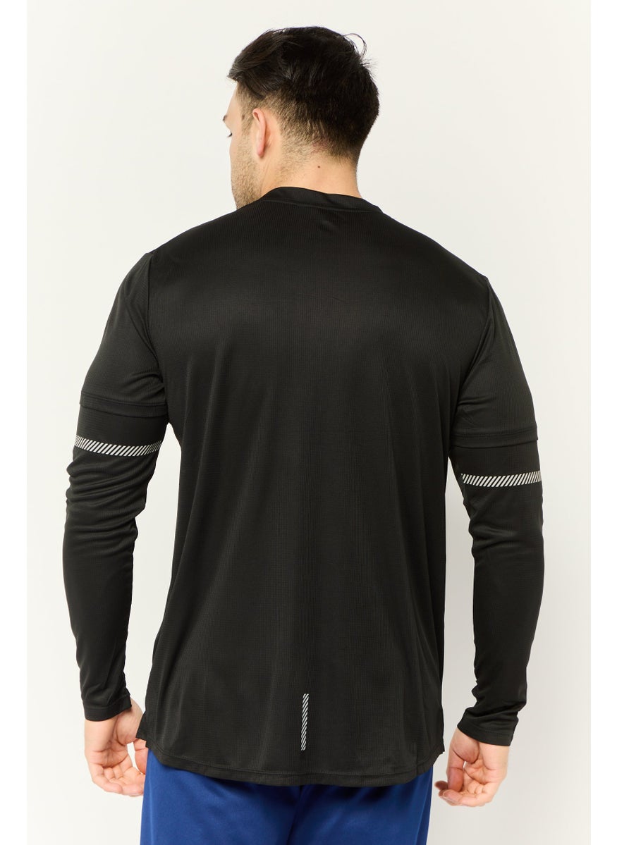 Kenneth Cole Men Crew Neck Long Sleeve Brand Logo T Shirt, Black  - Image 4