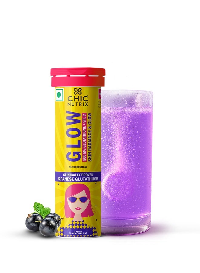 CHICNUTRIX تألق - جلوتاثيون ياباني وفيتامين C لإشراقة البشرة وتوحيد اللون - 10 أقراص فوارة، بنكهة الكشمش الأسود والليمون - Image 1