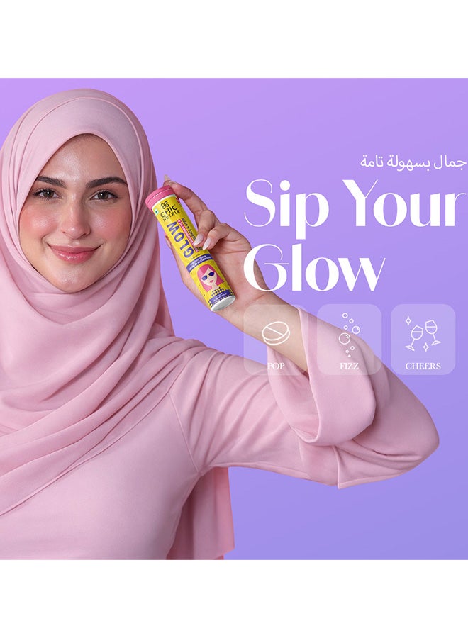 CHICNUTRIX Glow - Japanese Glutathione & Vit. C for skin radiance & even tone - 10 Effervescent Tablets, Blackcurrant & Lemon Flavour - Image 3