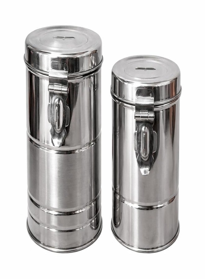 EvoFlex Coin Box/Piggy Bank/Gullak/Donation/Suggestion Box/Antique Coin Bank Box Money Organiser/Coin Money Bank Stainless Steel Body, Silver Finish, Set of 2, Ideal for Kids, Office, Donations and Gifts - Image 2