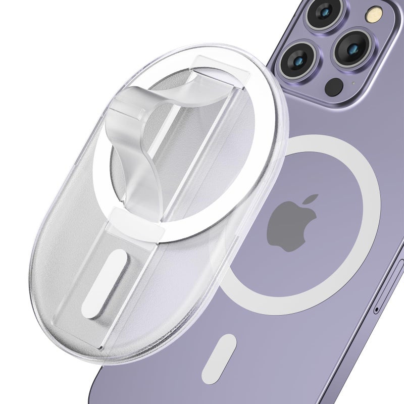 AUROX Magnetic Finger Phone Grip for MagSafe Stand, Phone Grip Strap Holder as Kickstand, Magnetic Phone Grip Holder, for iPhone 17 16 15 14 13 12 Series, Clear - Image 1