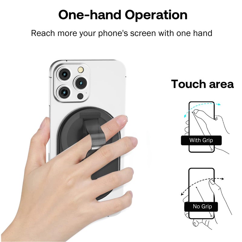 AUROX Magnetic Finger Phone Grip for MagSafe Stand, Phone Grip Strap Holder as Kickstand, Magnetic Phone Grip Holder, for iPhone 17 16 15 14 13 12 Series, Clear - Image 4