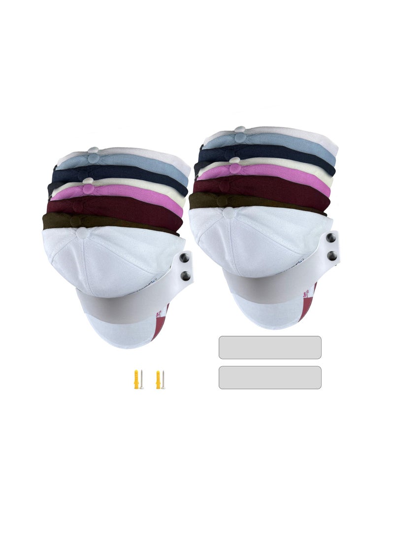 Wall Mounted Hat Rack Set, 2 Pieces PU Hat Organizer for Baseball Caps, Includes Screws and Rubber Pads for Easy Installation  - Image 1