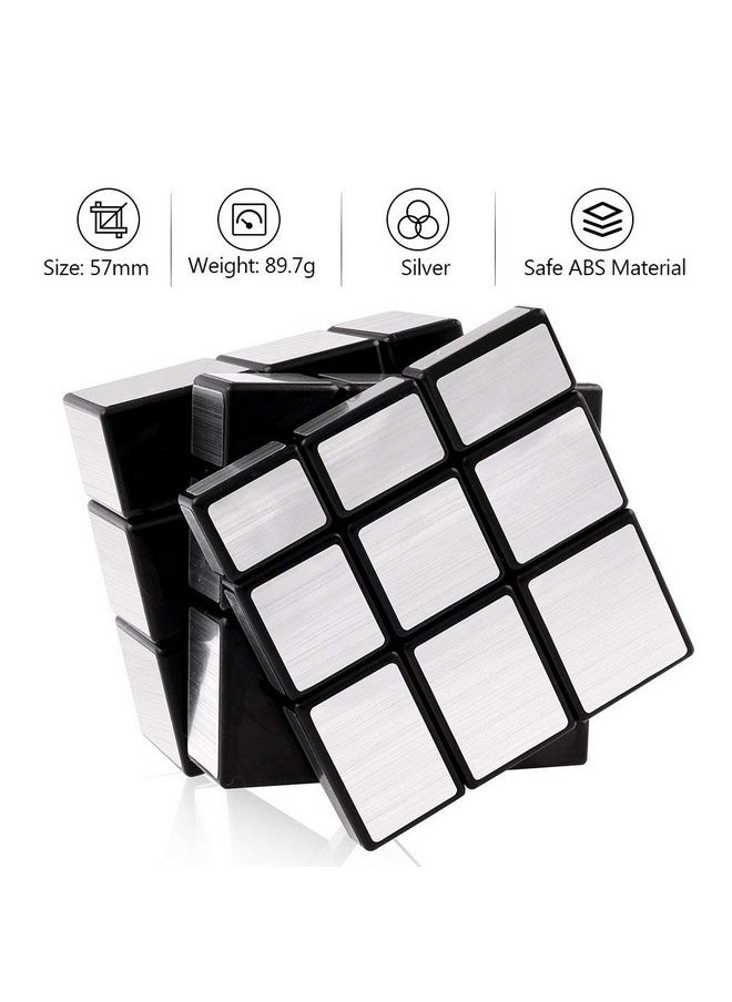 D-FantiX - Shengshou Mirror Cube 3X3X3 Speed Cube 3X3 Mirror Blocks Cube Different Shapes Silver Cube 57Mm - Image 1