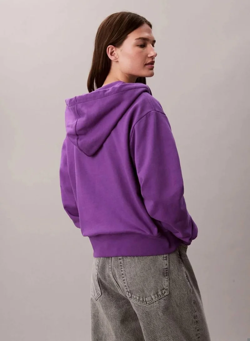 Calvin Klein Jeans Smokey Shadow Cotton Terry Zip Up Hoodie for Women | Best Price UAE