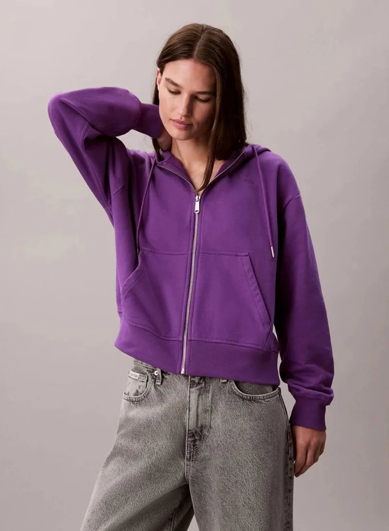 Calvin Klein Jeans Smokey Shadow Cotton Terry Zip Up Hoodie for Women | Best Price UAE