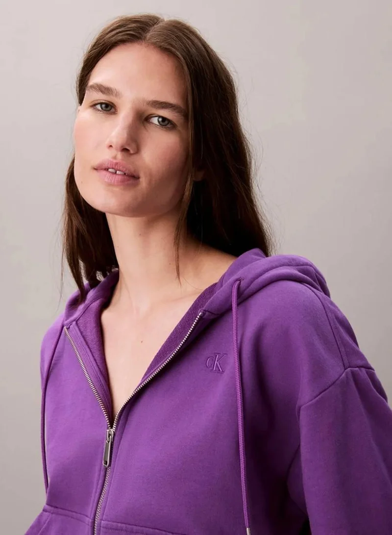 Calvin Klein Jeans Smokey Shadow Cotton Terry Zip Up Hoodie for Women | Best Price UAE