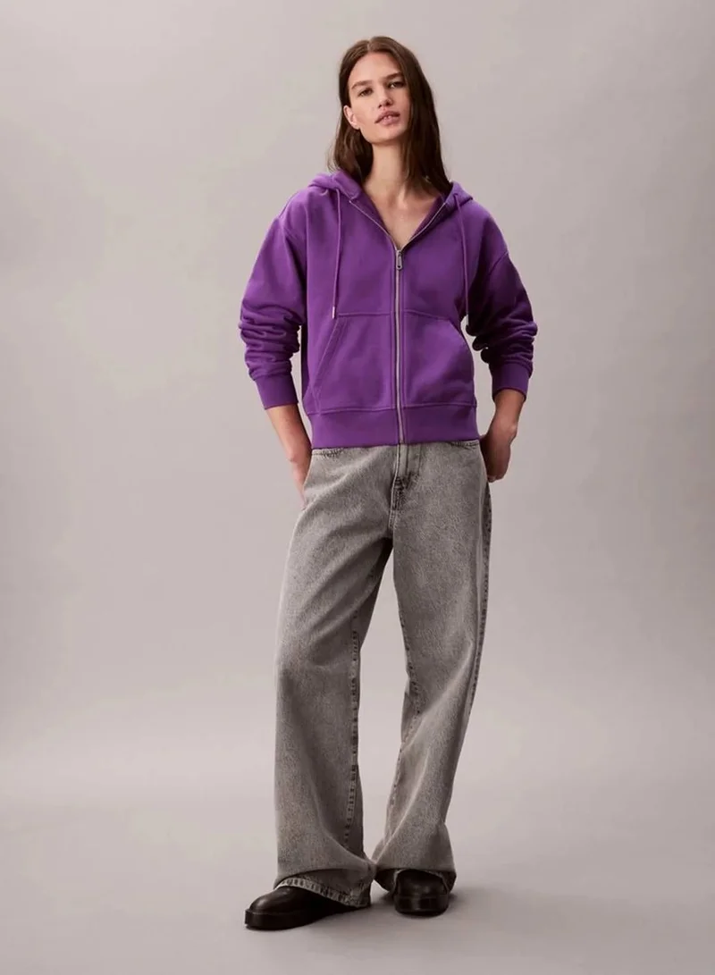 Calvin Klein Jeans Smokey Shadow Cotton Terry Zip Up Hoodie for Women | Best Price UAE