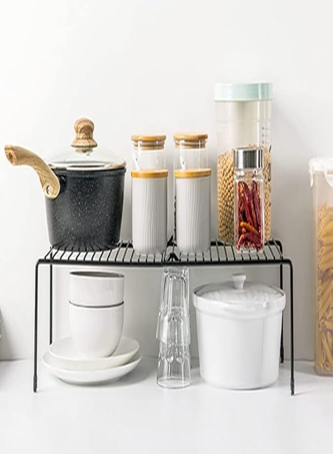 JAXHOM رفوف تخزين متعددة الأغراض قابلة للتعديل من JAXHOM للمطبخ والحمام (أسود)