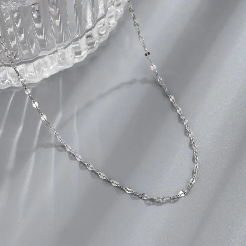 Chavin Gray 2 mm Women's Lip Model Chain Necklace EU66BY