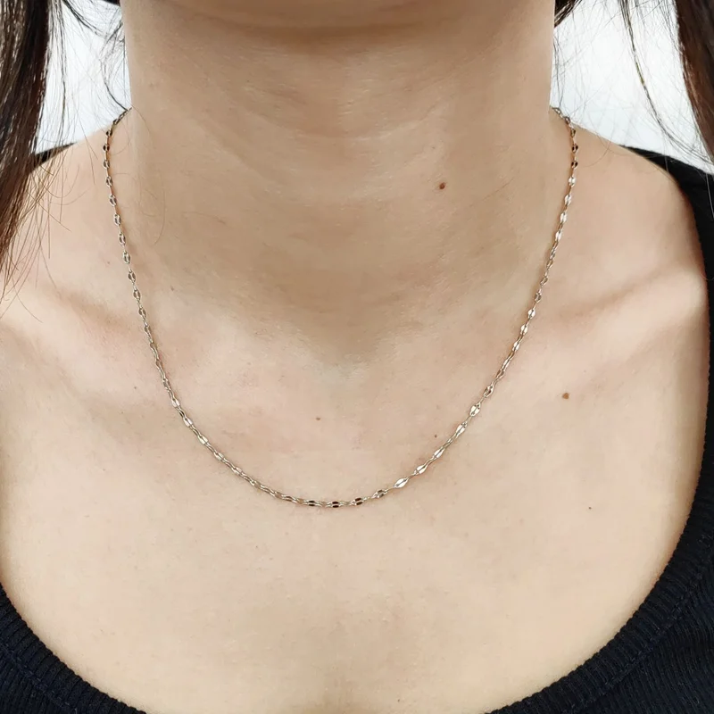 Chavin Gray 2 mm Women's Lip Model Chain Necklace EU66BY