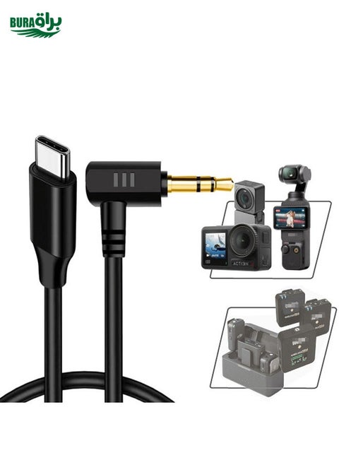 USB-C / Type-C To 3.5mm Male TRS Audio Adapter Cable For DJI Osmo Action 4 / 3 / 2 / Pocket 3(Black)
