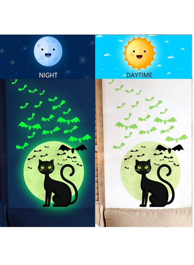 JCB CHIC Halloween Window Clings Decor, Black Cats Cobweb and Flying Bat Window Stickers to Create a Terrifying Atmosphere, Cat Silhouette Window Decals for Halloween Party Decoration - Image 5