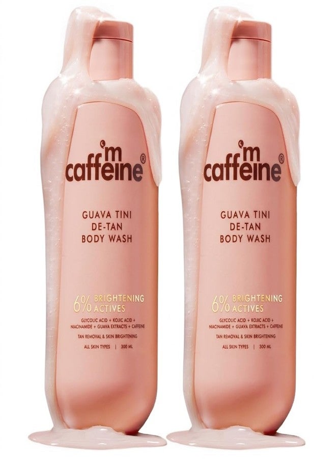 mCaffeine 1% Glycolic Acid Detan Body Wash 300ml pack of 2 | 2% Niacinamide, 3% Kojic Acid-Glutathione | Bodywash for Women & Men| Brightens, Hydrates, Reduces Dark Spots & Evens Tone | Guava Shower Gel for Dry Skin - Image 1