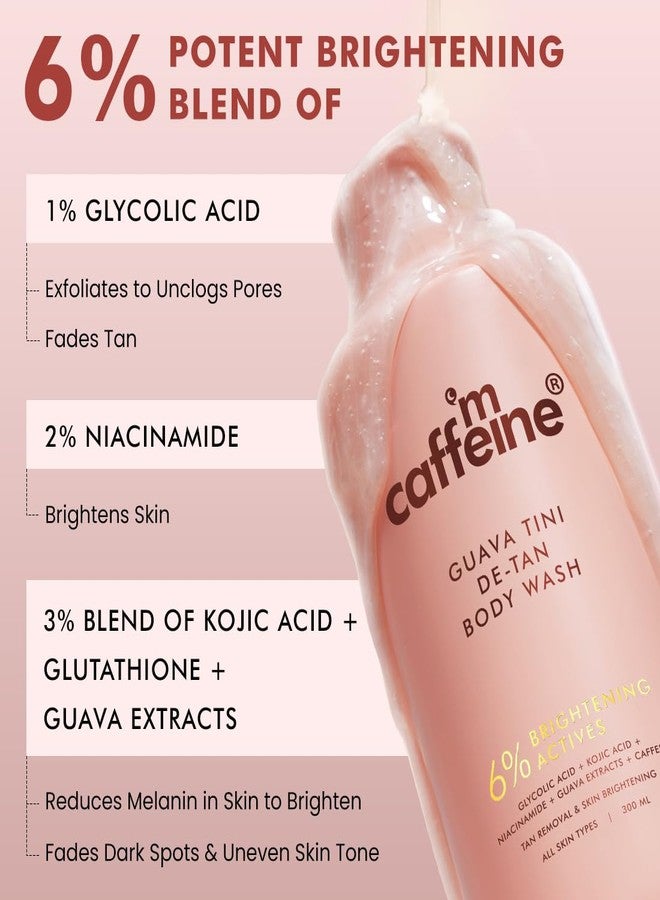 mCaffeine 1% Glycolic Acid Detan Body Wash 300ml pack of 2 | 2% Niacinamide, 3% Kojic Acid-Glutathione | Bodywash for Women & Men| Brightens, Hydrates, Reduces Dark Spots & Evens Tone | Guava Shower Gel for Dry Skin - Image 3