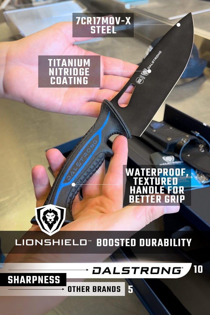 Dalstrong Chef Knife Professional - 8” - Night Shark Series - 7CR17MOV High Carbon Steel - Titanium Coated Blade - Water Outdoor & Fishing- Polypropylene Handle -w/Chef Knife Cover - NSF Certified - Image 5