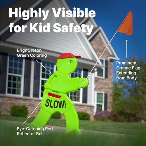 Step2 Kid Alert Street Safety Sign Kids at Play Signage for Neighborhood Safety 32Inch Tall Reflective Caution Sign with Warning Flag - Image 5