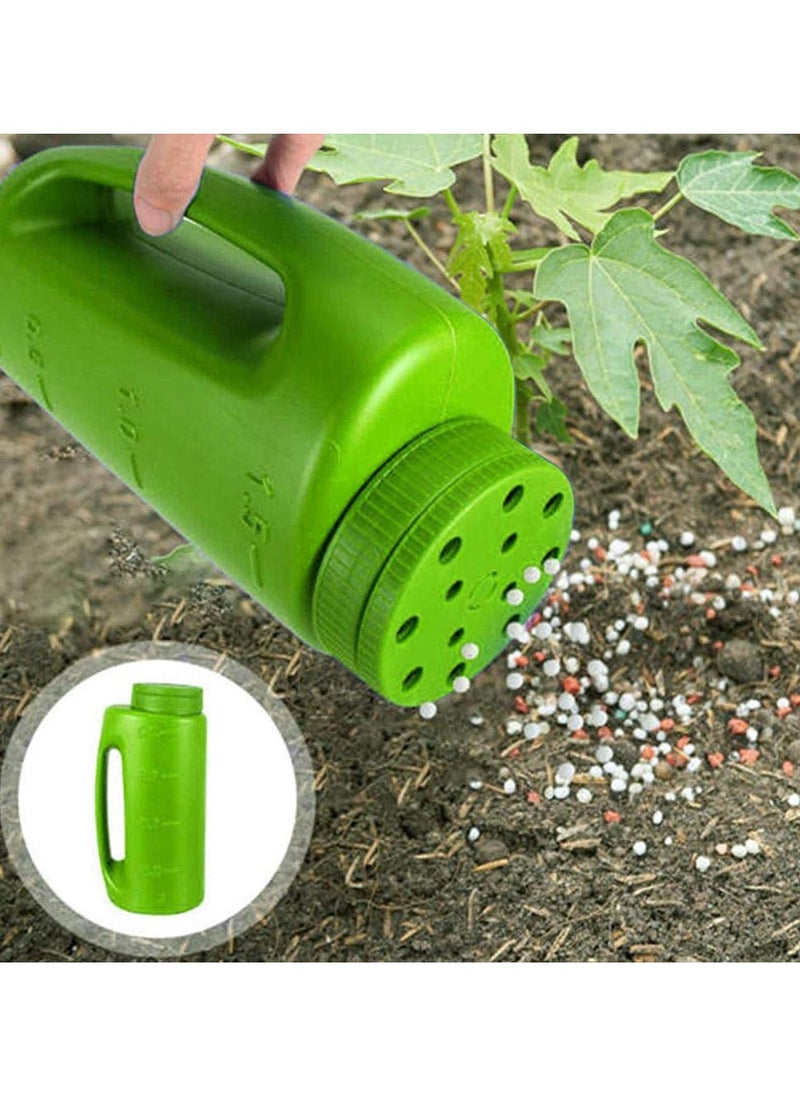 Excefore - 2L Hand Held Spreader,Salt Spreader Plastic Garden Container With Scoop,Adjustable Opening Sizes,Seed Spreader Bottle for Seed, Fertiliser, Salt to Deice or Any Size Granule Complete - Image 1