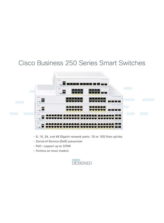 سيسكو سيستمز Cisco Business CBS250-24FP-4G-EU Smart Switch | 24 Port GE | Full PoE | 4x1G SFP | Limited Lifetime Protection (CBS250-24FP-4G) - Image 3