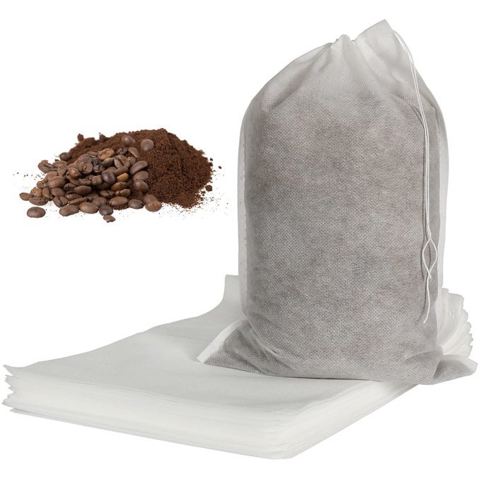 50PCS NO MESS LARGE COLD BREW BAGS 8X12 INCH DISPOSABLE COFFEE FILTER BAG FINE MESH HOPS BREWING DRAWSTRING POUCHES FOR ICED COFFEE