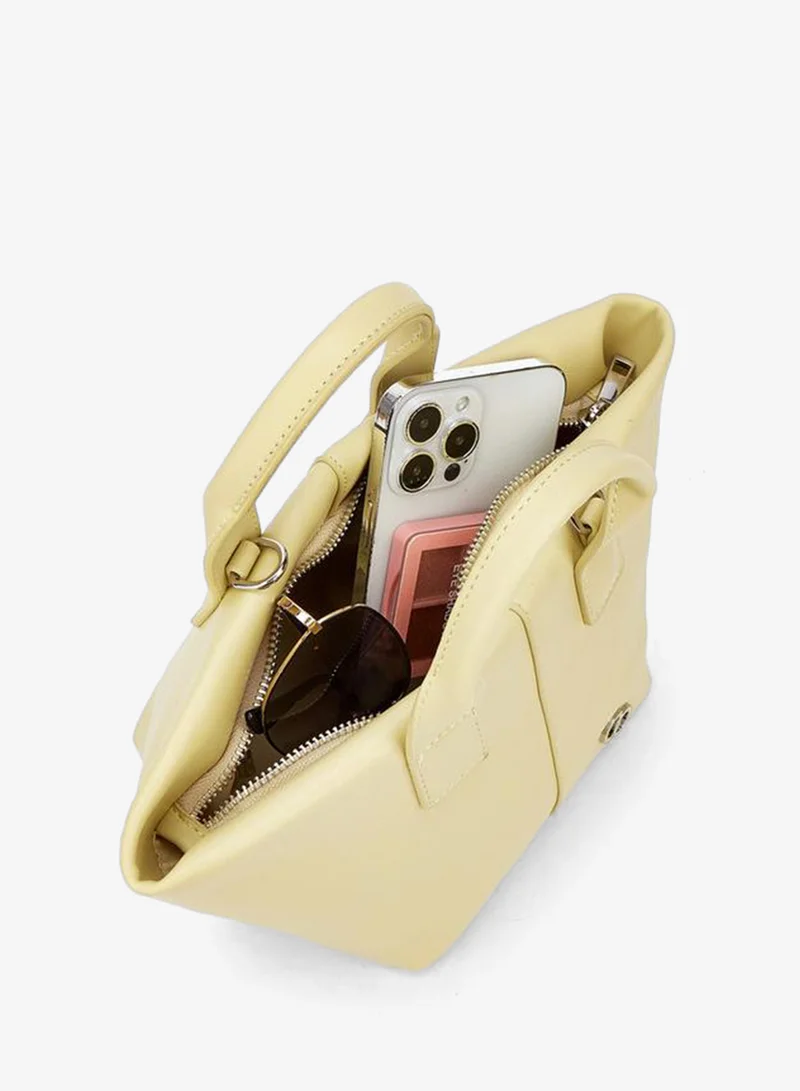 Celeste YELLOW Solid Tote Bag With Detachable Strap for Women | Best Price UAE