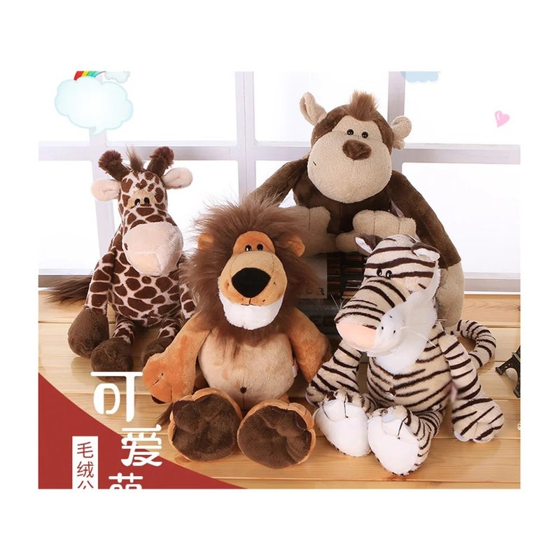 Y&D Super Soft Plush Forest Animals Toys – Stuffed Animal Toys Lion, Elephant, Giraffe, Monkey & Tiger – PP Cotton Filled Jungle Wildlife Figures for Kids - Image 2