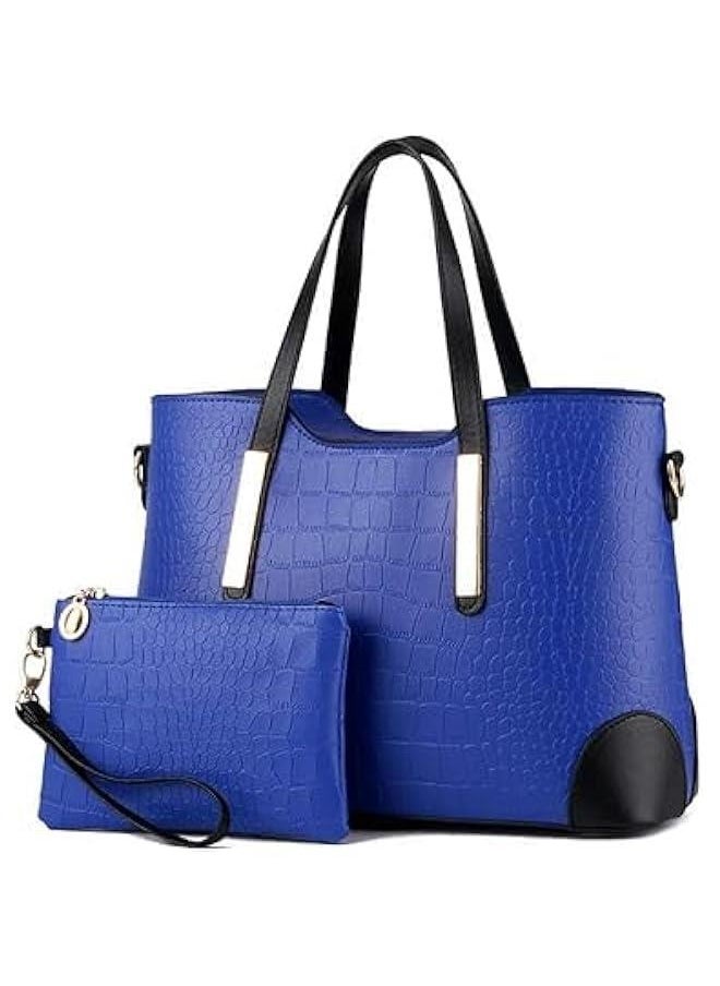 HOOKOR 2pcs Women Clacssic Tote Bag Fashion Handbag And Purses Ladies Shoulder Bag Top Handle Satchel Wallet Set  - Image 1