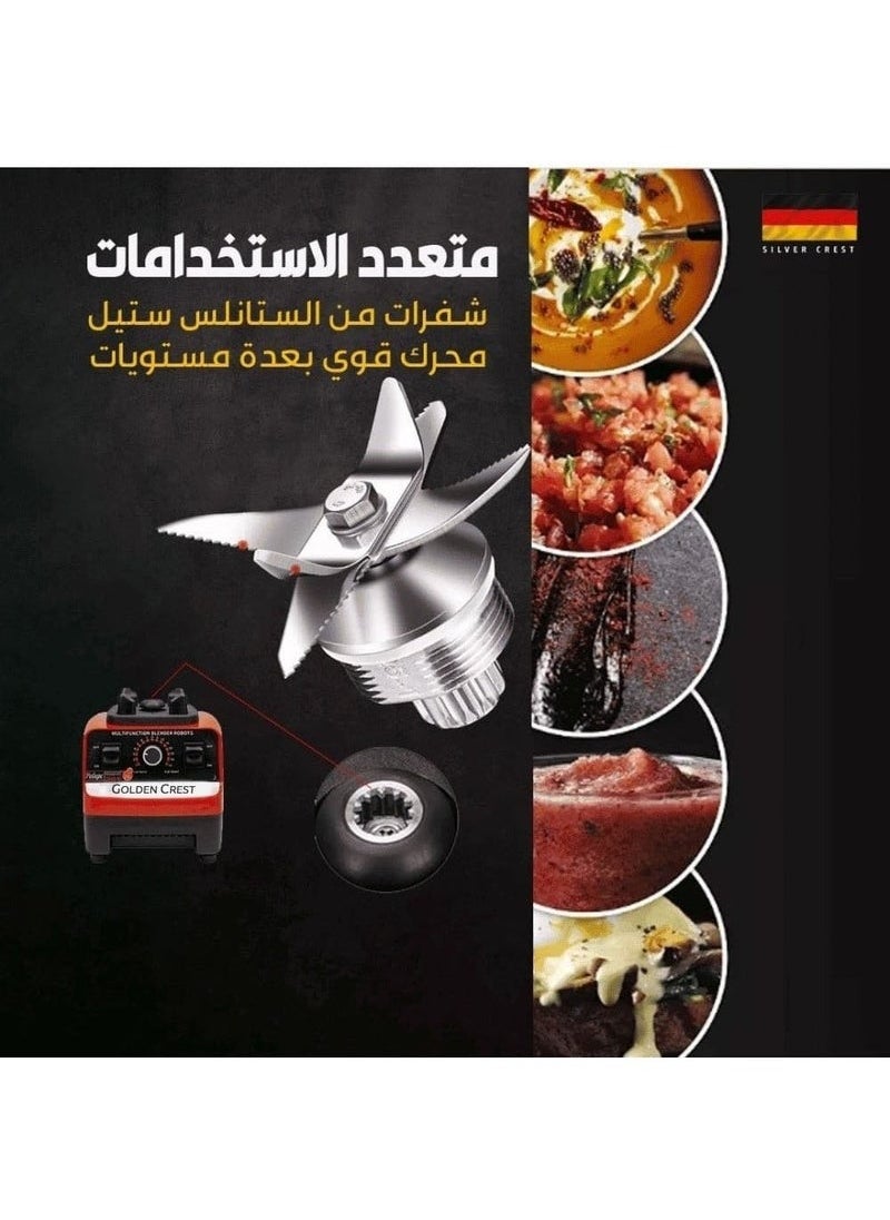 جولد كرست خلاط احترافي عالي التحمل بقوة 5500 واط مع وعاء سعة 2.5 لتر ومطحنة حبوب، خلاط كهربائي قابل للتعديل من جولد كريست  - Image 5