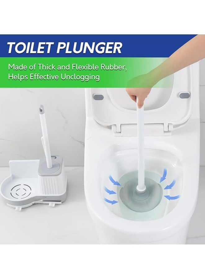 Arabest Silicone Toilet Brush Set, 2 Pack Toilet Bowl Brush and Holder with Tweezers Long Handle, Toilet Cleaner Brush for Bathroom Deep Cleaning, Elegant Toilet Scrubber Bathroom Decor Accessories (WHITE) - Image 2