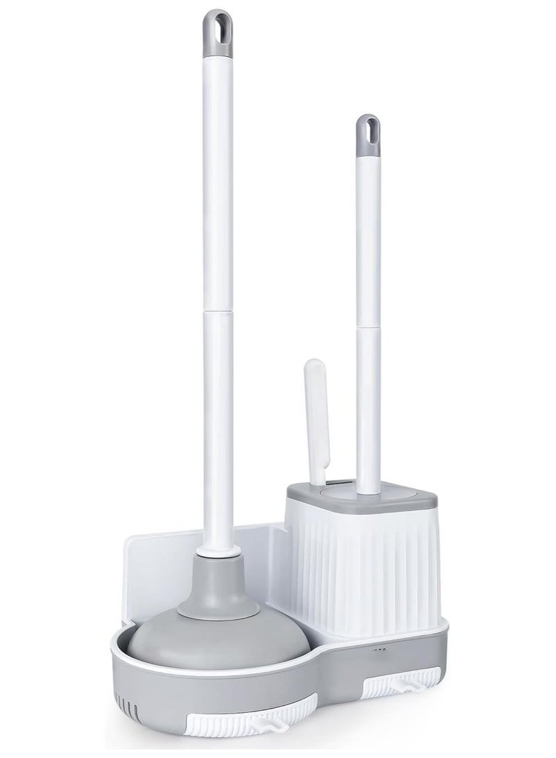 Arabest Silicone Toilet Brush Set, 2 Pack Toilet Bowl Brush and Holder with Tweezers Long Handle, Toilet Cleaner Brush for Bathroom Deep Cleaning, Elegant Toilet Scrubber Bathroom Decor Accessories (WHITE) - Image 1
